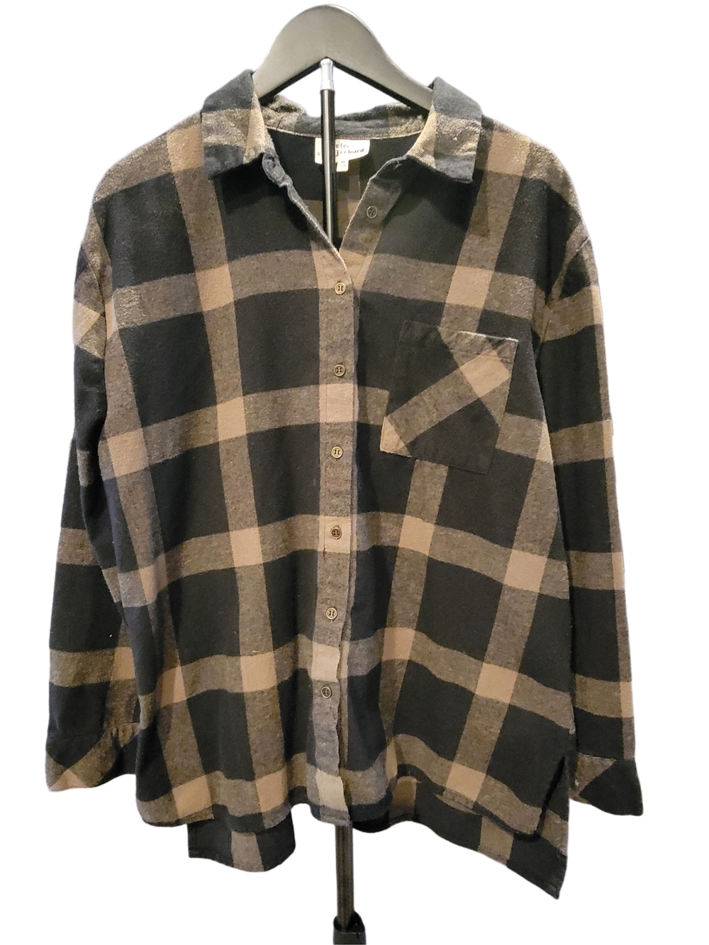 Relaxed Black and Tan Plaid Button-Down Shirt - Hester & Orchard - XL - Picture 2 of 9